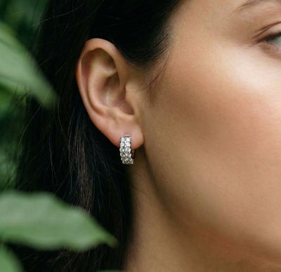 Sterling Silver Cubic Zirconia Huggie Earrings – 925 Silver Hoop Earrings - bellissi