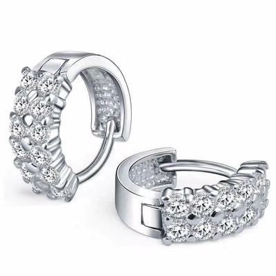 Sterling Silver Cubic Zirconia Huggie Earrings – 925 Silver Hoop Earrings - bellissi