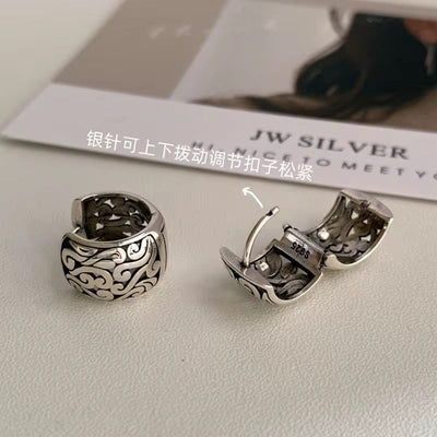 Sterling Silver Engraved Hoop Earrings - bellissi