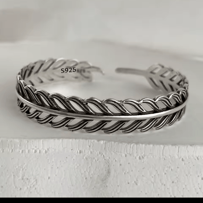 Sterling Silver Feather Cuff Bracelet - bellissi