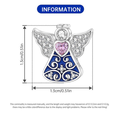 Sterling Silver Guardian Angel Charm with Pink Crystals - bellissi