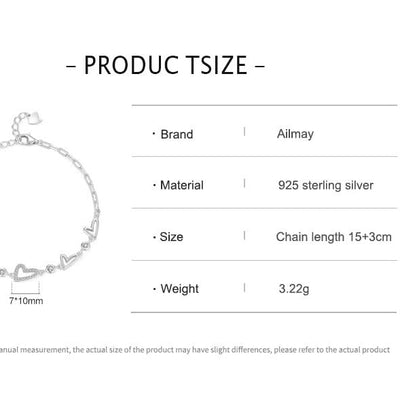 Sterling Silver Heart Cubic Zirconia Bracelet - bellissi