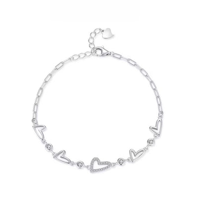 Sterling Silver Heart Cubic Zirconia Bracelet - bellissi