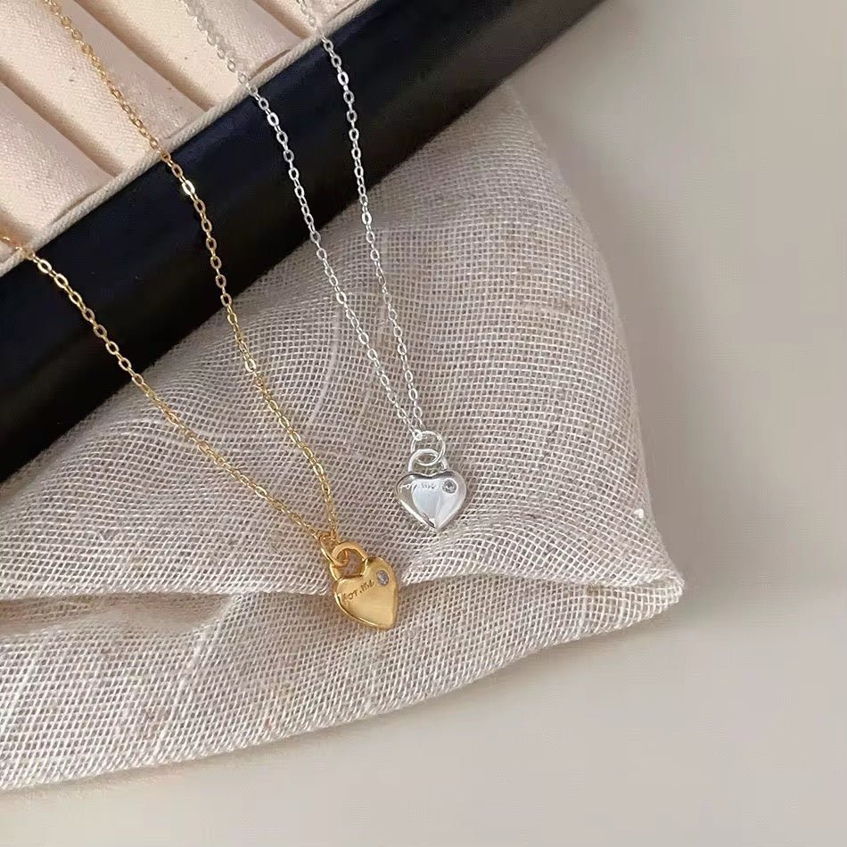 Sterling Silver Heart Padlock Necklace - bellissi