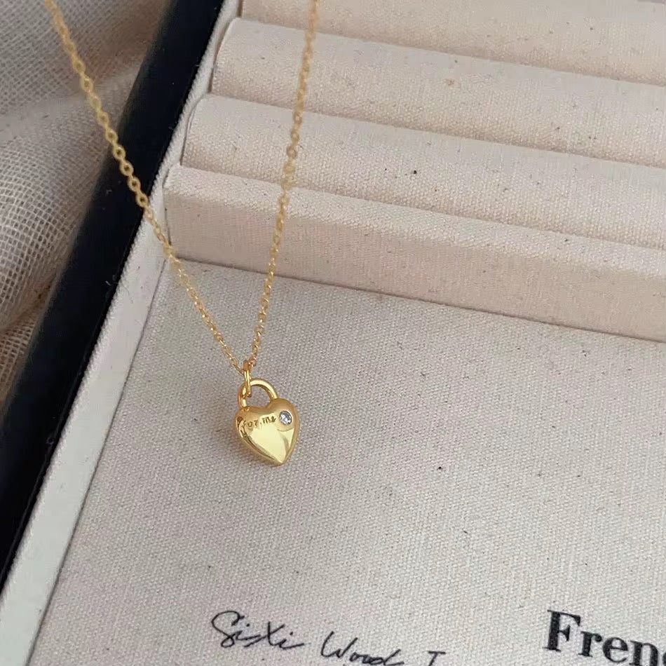 Sterling Silver Heart Padlock Necklace - bellissi