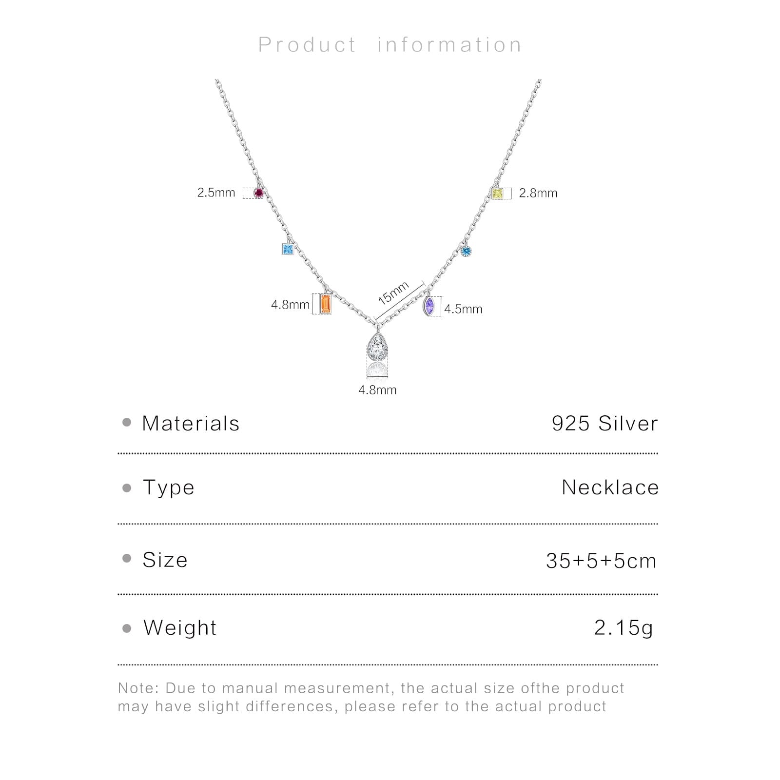 Sterling Silver Multi - Stone Necklace - bellissi