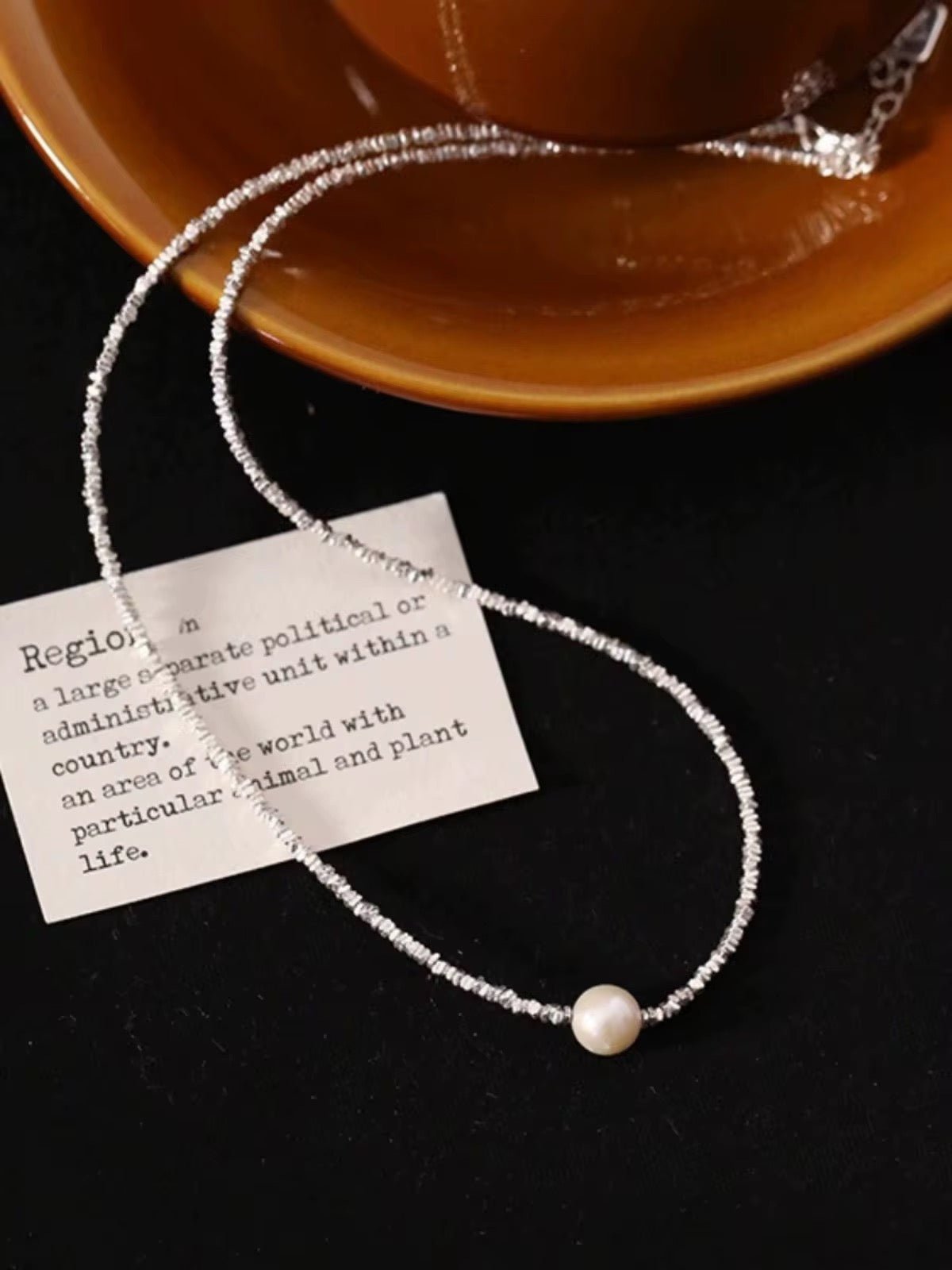 Sterling Silver Pearl Choker Necklace with Sparkling Tennis Chain - bellissi