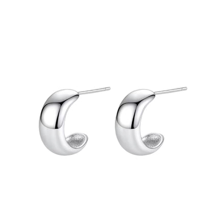 Sterling Silver Simple Eastatic Stud Earrings - bellissi