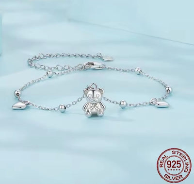 Sterling Silver Teddy Bear Charm Bracelet - bellissi