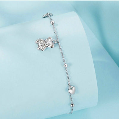 Sterling Silver Teddy Bear Charm Bracelet - bellissi