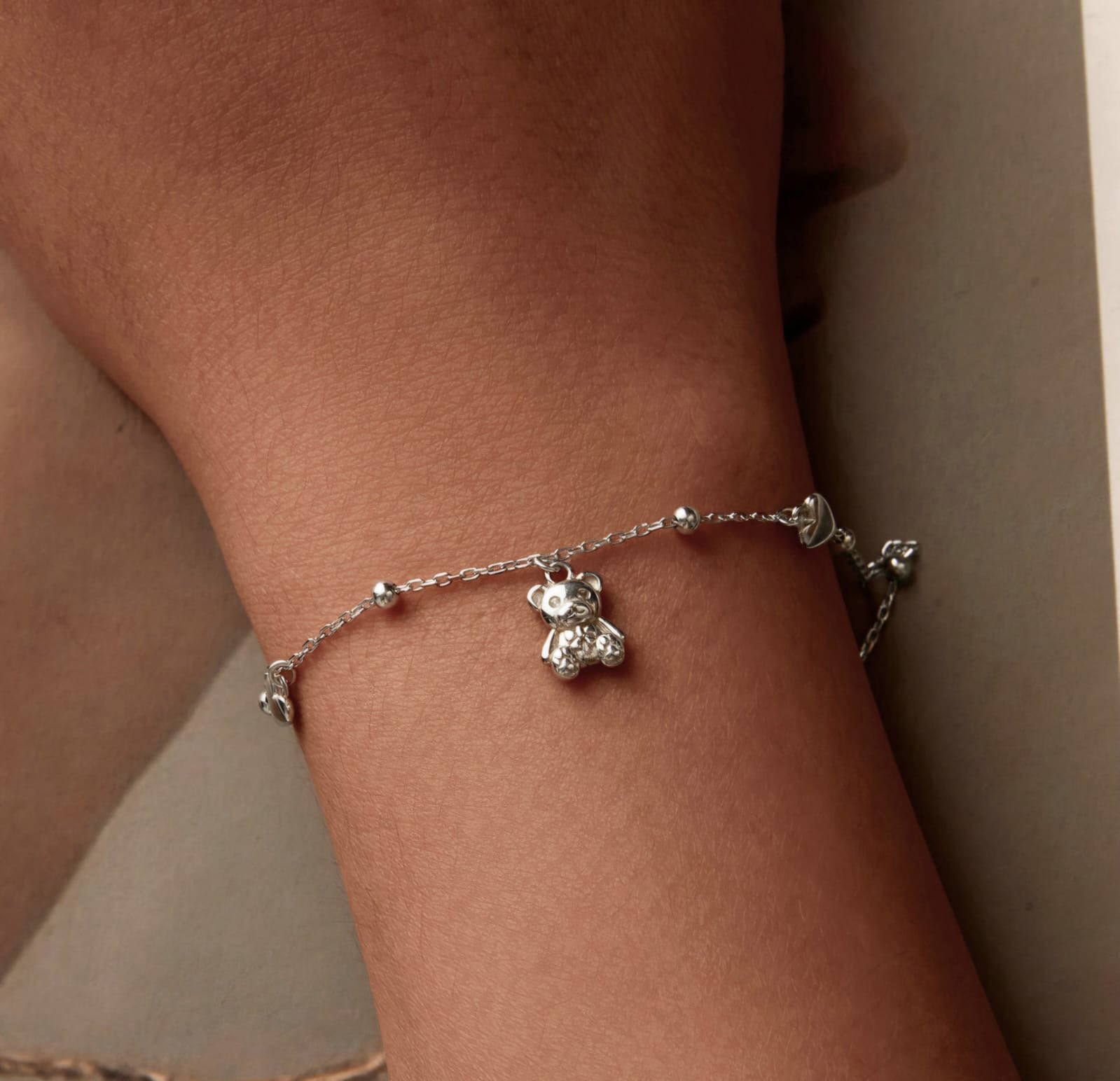 Sterling Silver Teddy Bear Charm Bracelet - bellissi