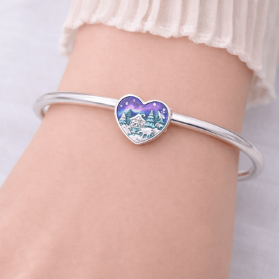 Sterling Silver Winter Aurora Heart Charm - bellissi