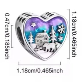Sterling Silver Winter Aurora Heart Charm - bellissi