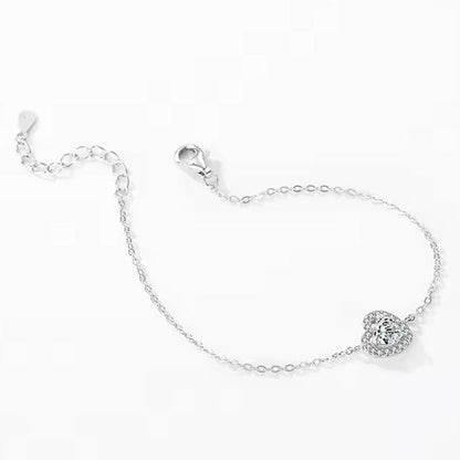 Sterling Silver Zirconia Heart Bracelet - bellissi