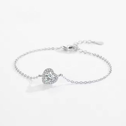 Sterling Silver Zirconia Heart Bracelet - bellissi