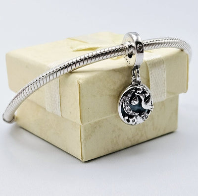 Stork & Newborn Baby Gift Dangle Charm - bellissi