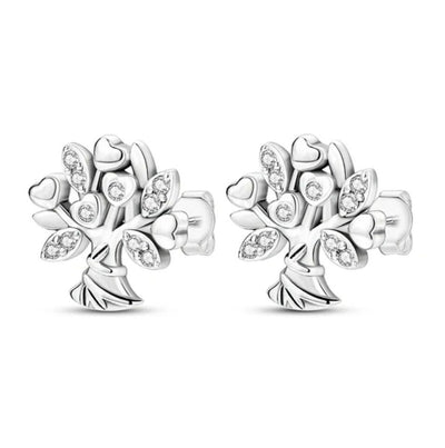 Stud Earrings Family Tree Of Life With Zirconia - bellissi