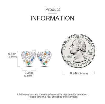 Stud Earrings Hearts With Multicoloured Zirconia - bellissi