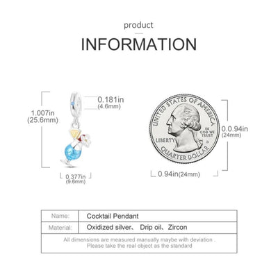 Summer Cocktail Glass Dangle Charm - bellissi