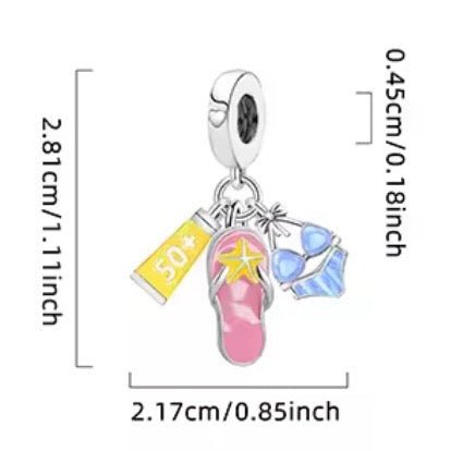 Summer Flip Flop & Sunglasses Dangle Charm - bellissi