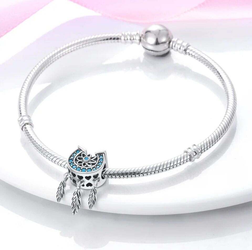 Turquoise Horseshoe Dreamcatcher Dangle Charm - bellissi