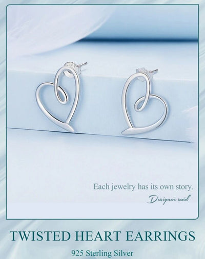 Twisted Heart Stud Earrings - bellissi