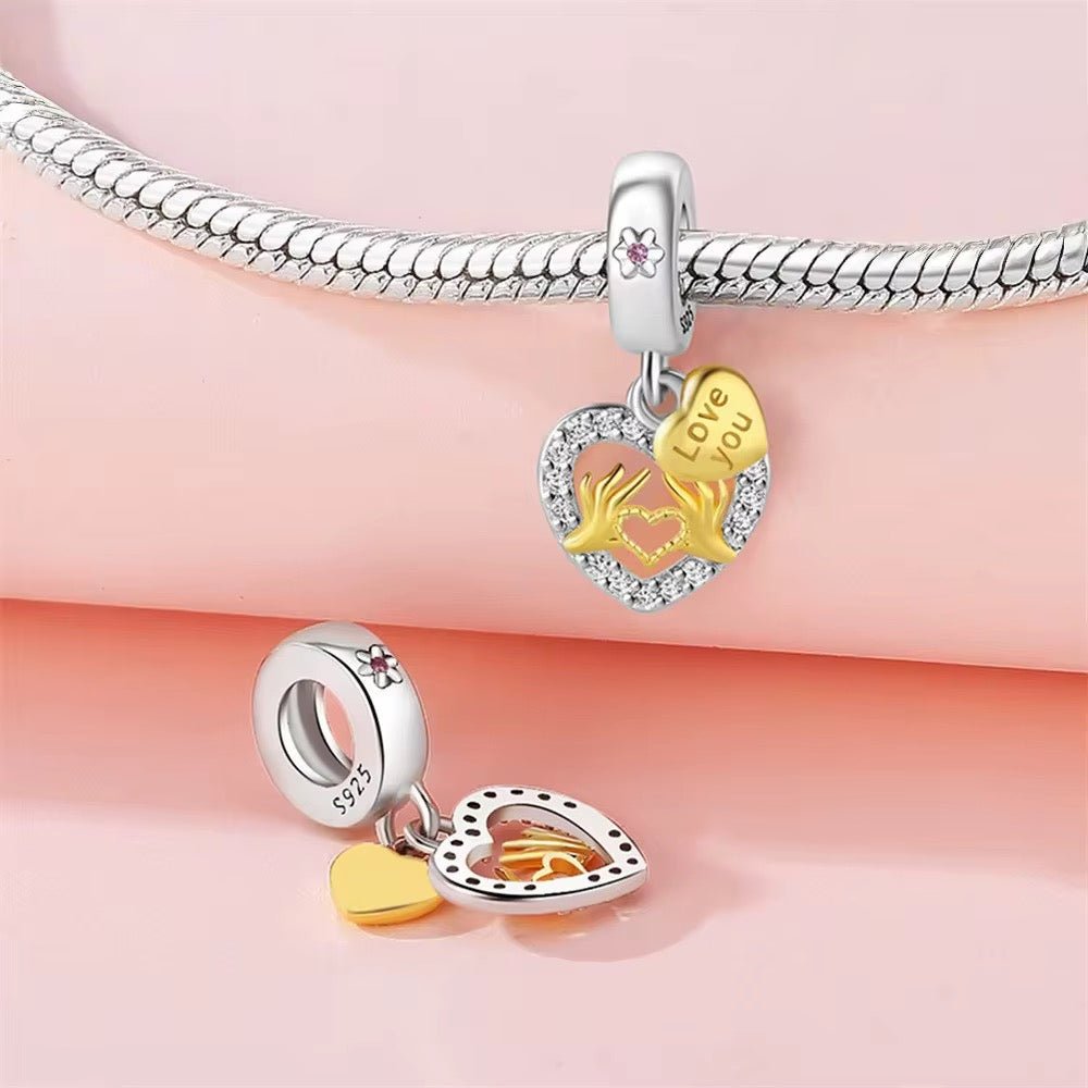 Two - Tone Love You Heart Charm - bellissi