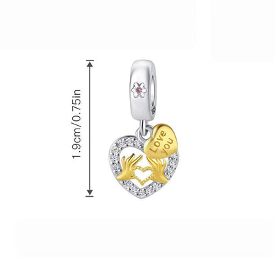 Two - Tone Love You Heart Charm - bellissi