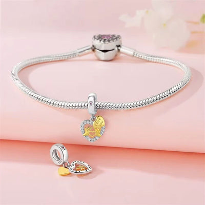 Two - Tone Love You Heart Charm - bellissi
