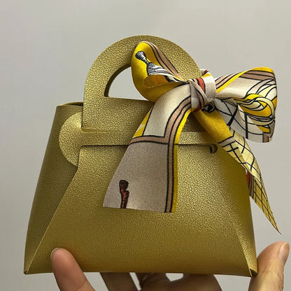 Leather Gift Bags Bow Ribbon