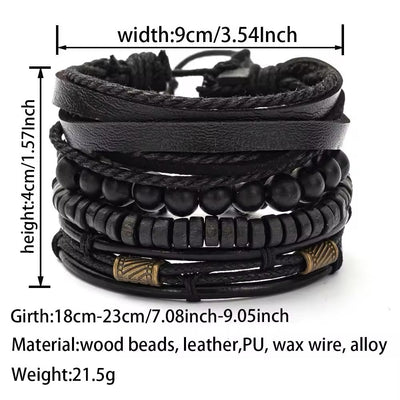 Vintage Multi - Layer Wooden Beads Mens Bracelet - bellissi