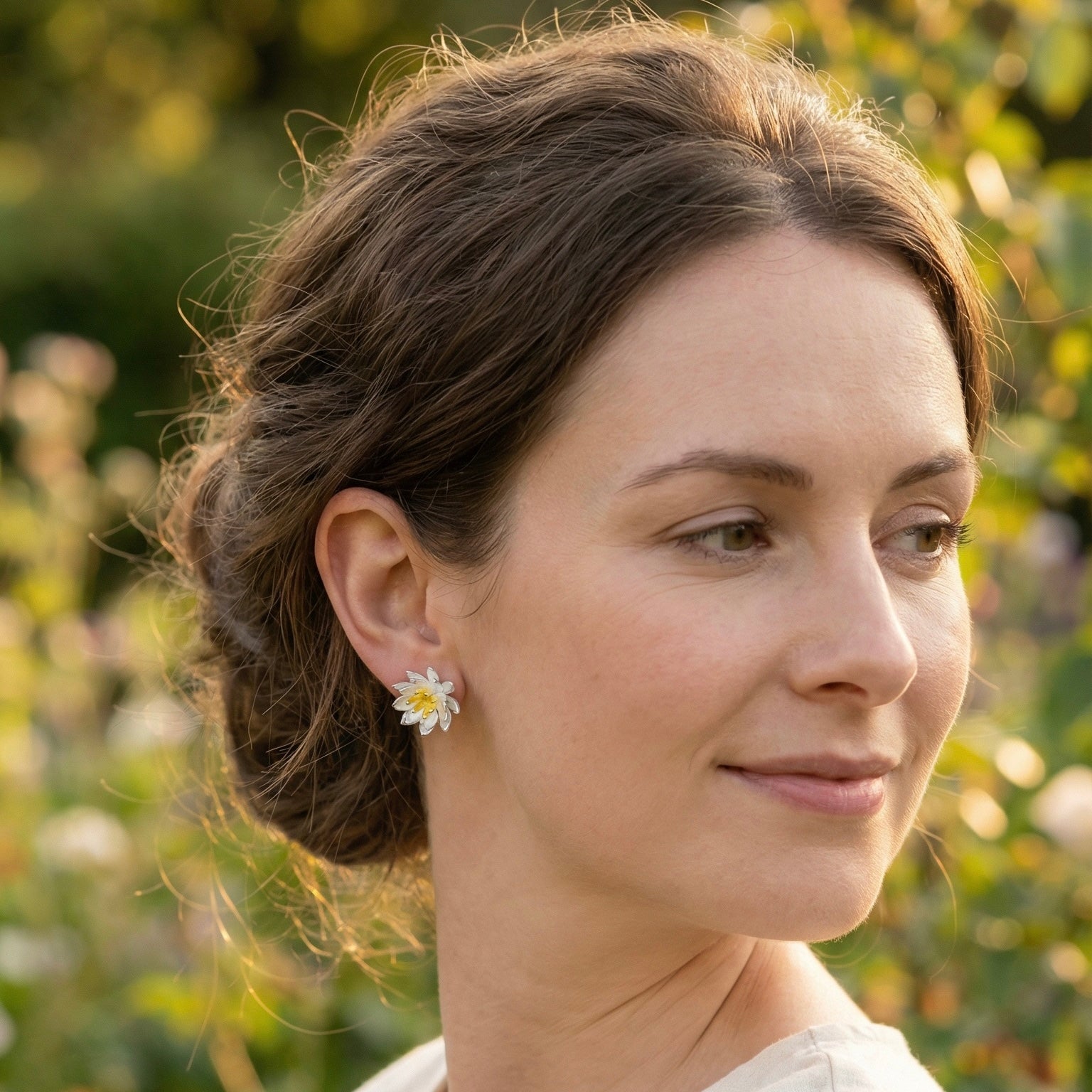 White Lotus Flower Stud Earrings - bellissi