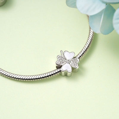 White & Zirconia Lucky Clover Charm - bellissi