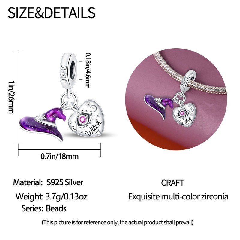 Witch Hat & Heart Dangle Gift Charm - bellissi