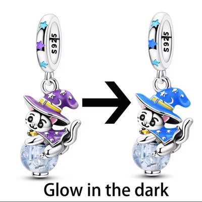 Wizard Cat on a Magic Orb Charm - bellissi