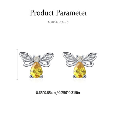 Yellow Zirconia Honey Bee Stud Earrings - bellissi