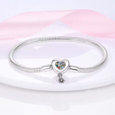 Zirconia Heart and dangle flower - bellissi
